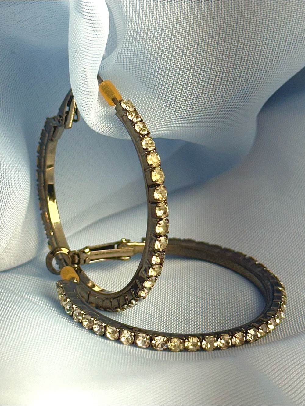 Van Heusen dark-Tone Rhinestone Hoop Earrings